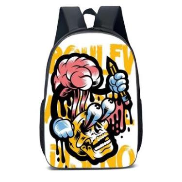 Imagem de MOCHILA ESCOLA INFANTIL JUVENIL ANIME CAVEIRA COM LAPÍS NA MÃO-Unissex