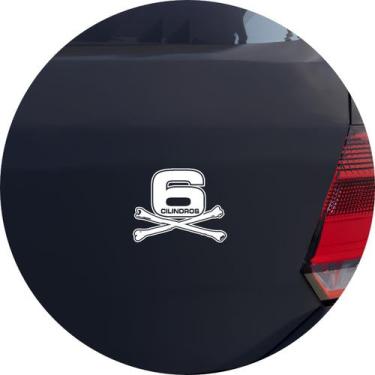 Imagem de Adesivo de Carro 6 Cilindros Tuning - Cor Branco - Melhor Adesivo, Bra