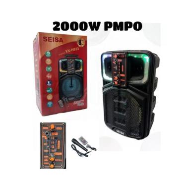 Imagem de Caixa de som Amplificada 2000W de PMPO Rádio Bluetooth Microfone Karao