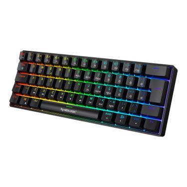 Imagem de Teclado Gamer Mecânico Neologic Precision Pro Dark 60% Rgb Hot Swap 61 Teclas Switch Blue Preto Cabo Tipo C - Prodrk-Blue