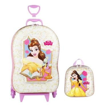 Imagem de Kit Mochila de Rodas e Lancheira em 3D Princesa Bela - Diplomata, Amar