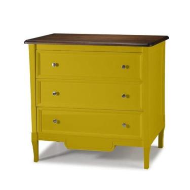 Imagem de Cômoda Amsterdã 3 Gavetas Madeira Maciça Weihermann, Amarelo com Tampo