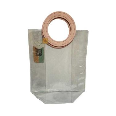 Imagem de Sacola Transparente Com Alça Bolsa para Presentes Lembranças - MultiA,