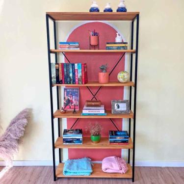 Imagem de Estante Style de Ferro e Madeira Ample 6 Prateleiras Industrial Nozes 