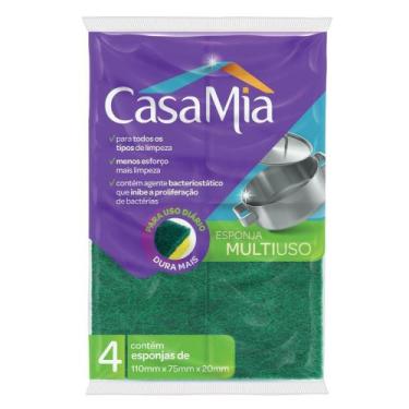 Imagem de Esponja Multiuso Para Limpeza Com 4 UN Uso Diário Casamia, Verde e Ama