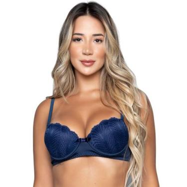 Imagem de Sutiã Com Aro WLS Modas Bojo e Renda Básico Roupa Íntima, GG, Azul