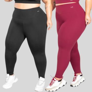 Imagem de Kit 2 Calças Legging Plus Size Suplex Cintura Alta Fitness - Blanco St