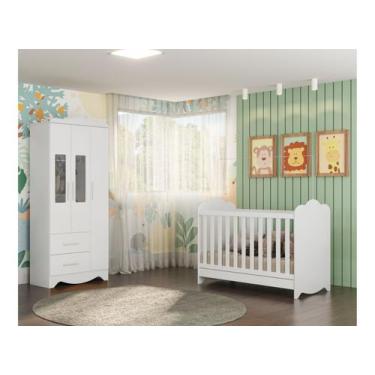 Imagem de Berço e Guarda Roupa Provençal Moveis Peroba Clara MDF , Branco