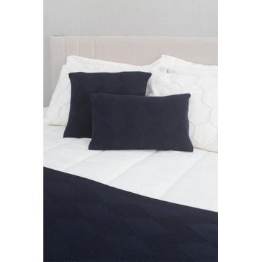 Imagem de Capa para Almofada Tricô Trabalhada HomeBliss, Azul Marinho, 50x50cms