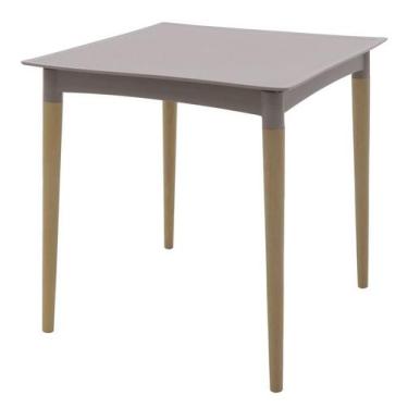 Imagem de Mesa tramontina laura rattan em polipropileno camurça com pernas de ma