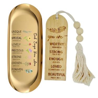 Imagem de Presentes cristãos para mulheres, joias religiosas, presentes espirituais, presentes espirituais para mulheres, amigos, aniversário, versículo da Bíblia (dourado)