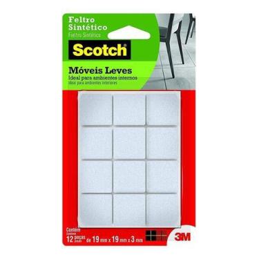 Imagem de Feltro Adesivo Moveis Leves Quadrado Scotch 19mmx3mm 12 Uni