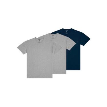 Imagem de Kit com 3 Camisetas Masculina Malwee 1000004423 Colorido, Cinza, M