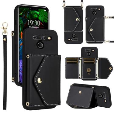 Imagem de Dswteny Capa carteira para LG G8 ThinQ com cordão de pulso, alça de ombro, suporte de cartão de crédito de couro PU, acessórios para celular LGG8 Thin Q G 8 LG8 G8thinq LGG8thinq 8G Mulheres Homens