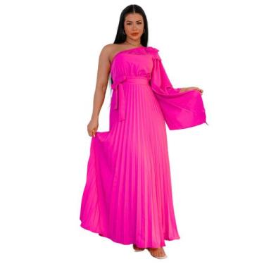 Imagem de Vestido de festa Plissado Mulamanca Formatura Madrinha - AYCA , Pink