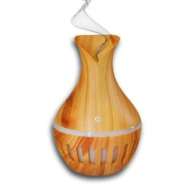 Imagem de O melhor Umidificador e Aromatizador Ultrassônico Vaso Rajado Led 200ML (Marfim) - Decoração de ambiente, melhora a qualidade do ar - Traga estilo para sua casa