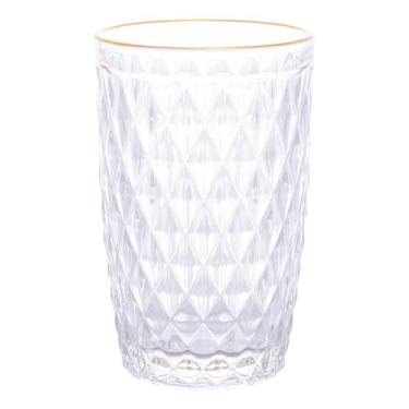 Imagem de Copo Alto Vidro Com Fio de Ouro Bico de Abacaxi 330ml - Lyor