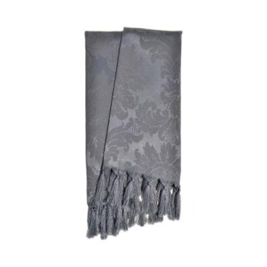 Imagem de Manta para sofá em Tecido Jacquard Cinza Chumbo Medalhão Tradicional -