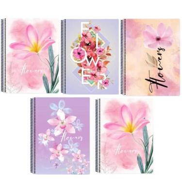 Imagem de Kit 6 Caderno Flores 80 Folhas Arame Capa Dura Reforçado - Maxima cade