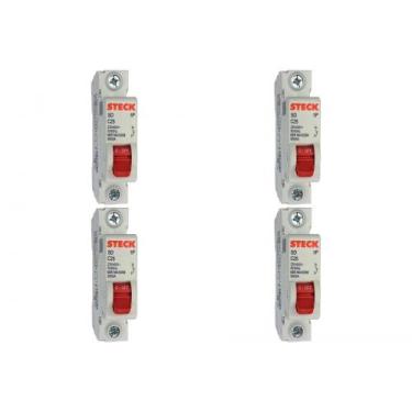 Imagem de Kit C/4 - Disjuntor Steck Din Unipolar 25A Sd61 C  Sdd61C25