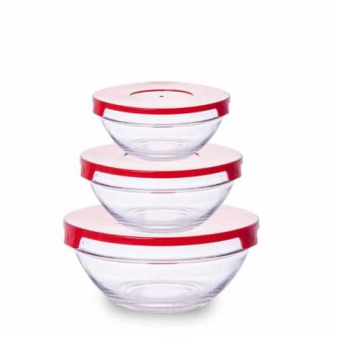 Imagem de Pote De Vidro Hermético Jogo 3 Peças Redondo 200ml 350ml 500ml - Hausk