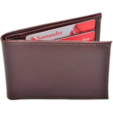 Imagem de Carteira Masculina Tradicional em Couro Porta Cartão Café Liso - John 