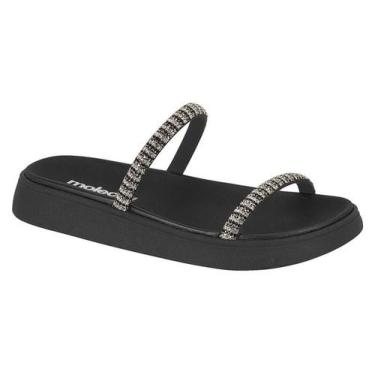 Imagem de Ref. 5469.118 - Sandália Papete Feminina Moleca Tiras De Brilho, Preto