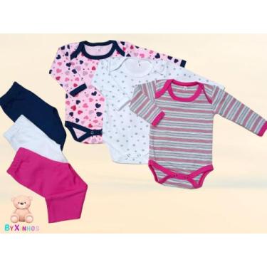 Imagem de Kit body bebê com 3 conjuntos e 6 peças masculino ou feminino - ByXinh
