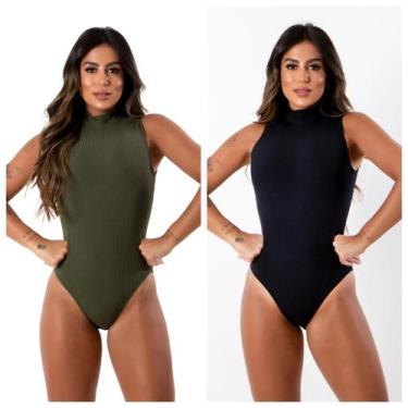 Imagem de KIT 2 Body Canelado Gola Alta Regata Inverno Verão - sem marca, Preto,