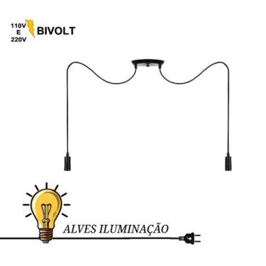 Imagem de 10 Luminária Pendente Aranha 2 Lâmpadas com soquete Vela Liso E-27 - A