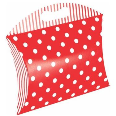 Imagem de 10 unds Caixa Embalagem Presente Almofada M - Poa Vermelho com Branco 