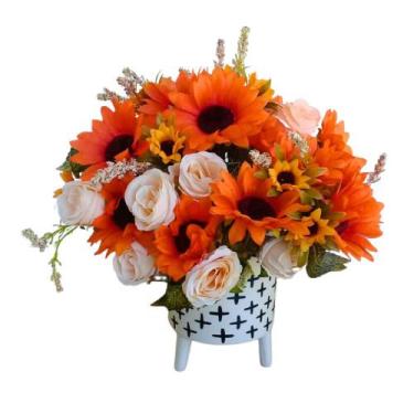 Imagem de Arranjo em Flores Artificiais Com Cachepot de Cerâmica 35x36cm - Papel