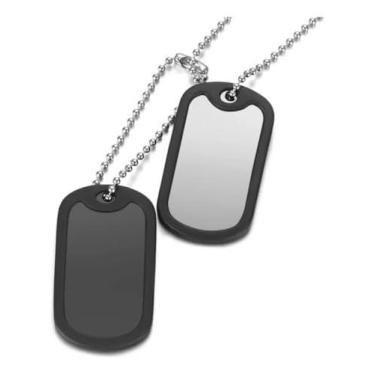 Imagem de Corrente Colar Aço Inox Cordão Pingente Exército Militar Prateado 60cm