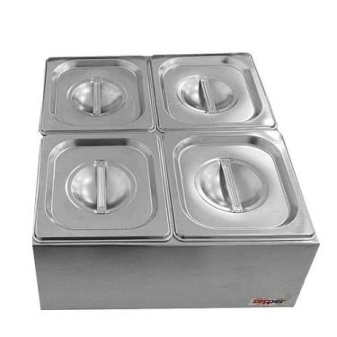 Imagem de Condimentadora Central Refrigerada 4 Cubas 1/6 ZPCNR04 Inox - Zepper