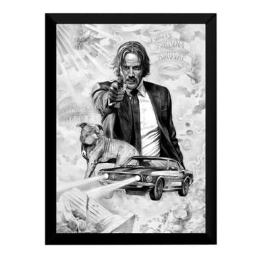 Imagem de Poster Moldurado Quadro John Wick Carro Dog Arte - Fanarte