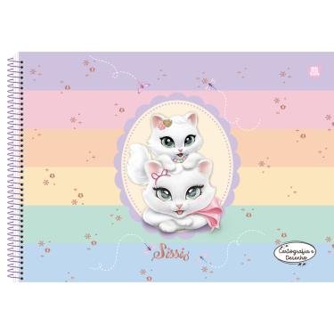 Imagem de Caderno de Cartografia e Desenho Capa Dura 80 Folhas Gatinha Sissi São Domingos Animativa