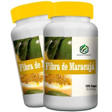 Imagem de 2 potes Fibra de Maracujá Puro Kit 240 Cáps - Fonte Verde