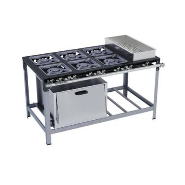 Imagem de Fogão Industrial 6 bocas Duplas 30X30 com Banho Maria e Forno Centro d