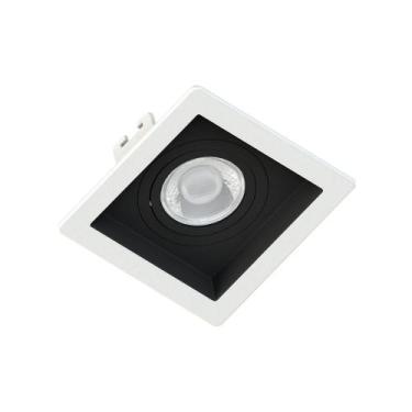 Imagem de Kit 5 Spot Embutir Quadrado Dicroica Mr16 Borda Branca Recuo Preto - S