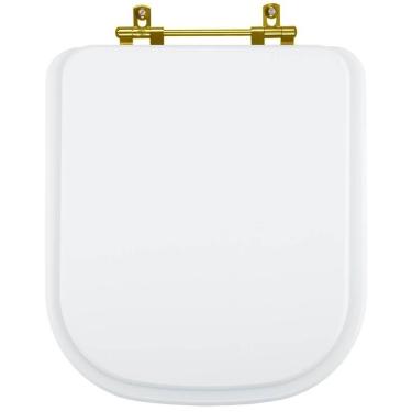 Imagem de Assento Sanitario Quadra Branco Para Vaso Deca Com Ferragem Dourada