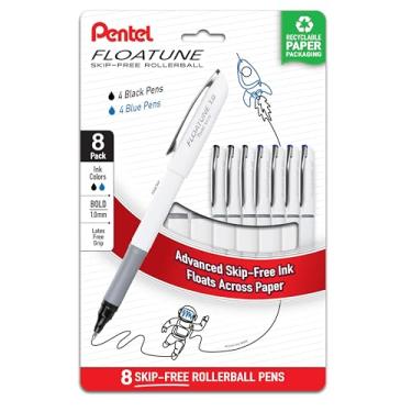 Imagem de Pentel Caneta esferográfica Floatune, (1,0 mm), ponta negrita, tinta preta/azul, pacote com 8 (BY110PF8AC)