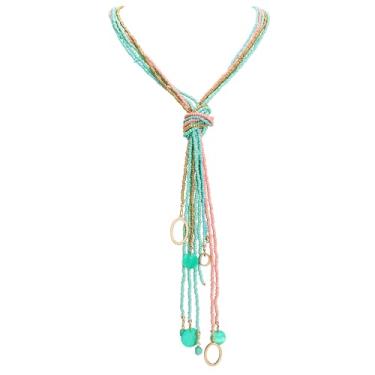 Imagem de Coiris Colar de vários fios com contas de sementes longas, 10 colares de babador longo com nó de gravata para mulheres e meninas joias, Acrílico, Sem Pedra Preciosa