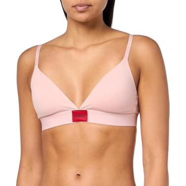Imagem de HUGO Sutiã feminino triangular com etiqueta vermelha com enchimento removível, Malva, M