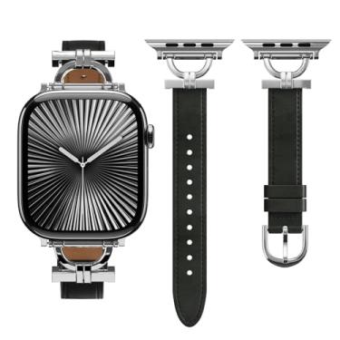Imagem de OMECKY Pulseira de couro feminina compatível com Apple Watch séries 9, 8, 7, 6, 5, 4, 3, de 38 mm, 40 mm e 41 mm, para Apple Watch SE