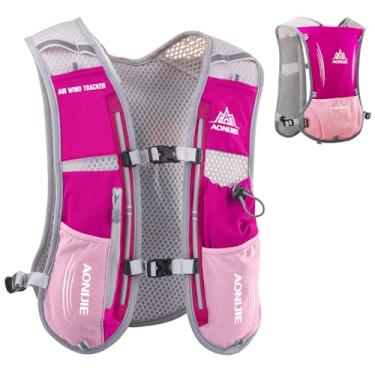 Imagem de Azarxis Colete de corrida de hidratação mochila 5L para mulheres e homens jogging trilha corrida maratona ciclismo caminhada (apenas mochila rosa vermelha)