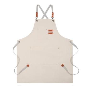 Imagem de SiaBiced de lona de babador de cozinha de chef para adultos Salão Churrasco Homens Restaurante, Bege