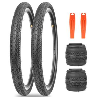 Imagem de Kits de substituição de pneu de bicicleta de 66 x 4,5 cm, pacote com 2, pneus de bicicleta de 66 cm, substituição de pneus de bicicleta dobráveis com 2 alavancas, adequado para pneus de bicicleta 26 x