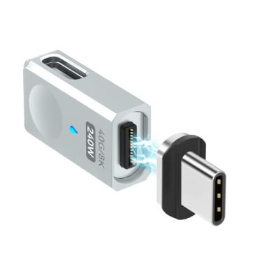 Imagem de SHEEAST Adaptador magnético USB C porta lateral reta 240W conector USB tipo C magnético 24 pinos com transferência de dados USB4 40Gps, compatível com Steam Deck, MacBook Pro/Air iPad Pro, telefones