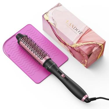 Imagem de LANDOT Escova Térmica Aquecida Redonda: Escova de Ondulação de 1-1/2" para Aparência Volumizadora com Escova-Escova de Modelador de Cachos de Cerâmica de Voltagem Dupla com Cabeça Removível para Viage