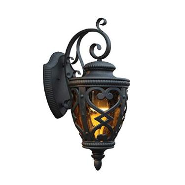 Imagem de Luminária de parede de metal vintage para exterior, arandela de vidro de alta transparência à prova d'água E27 para pátio, luzes de parede decorativas para jardim de varanda (grande)
